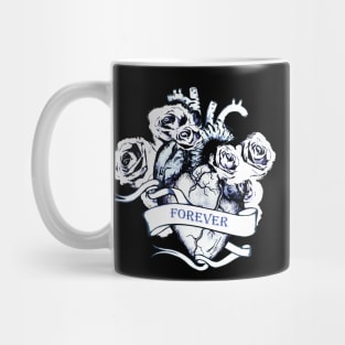 Blue navy roses Heart Human Anatomy Mug